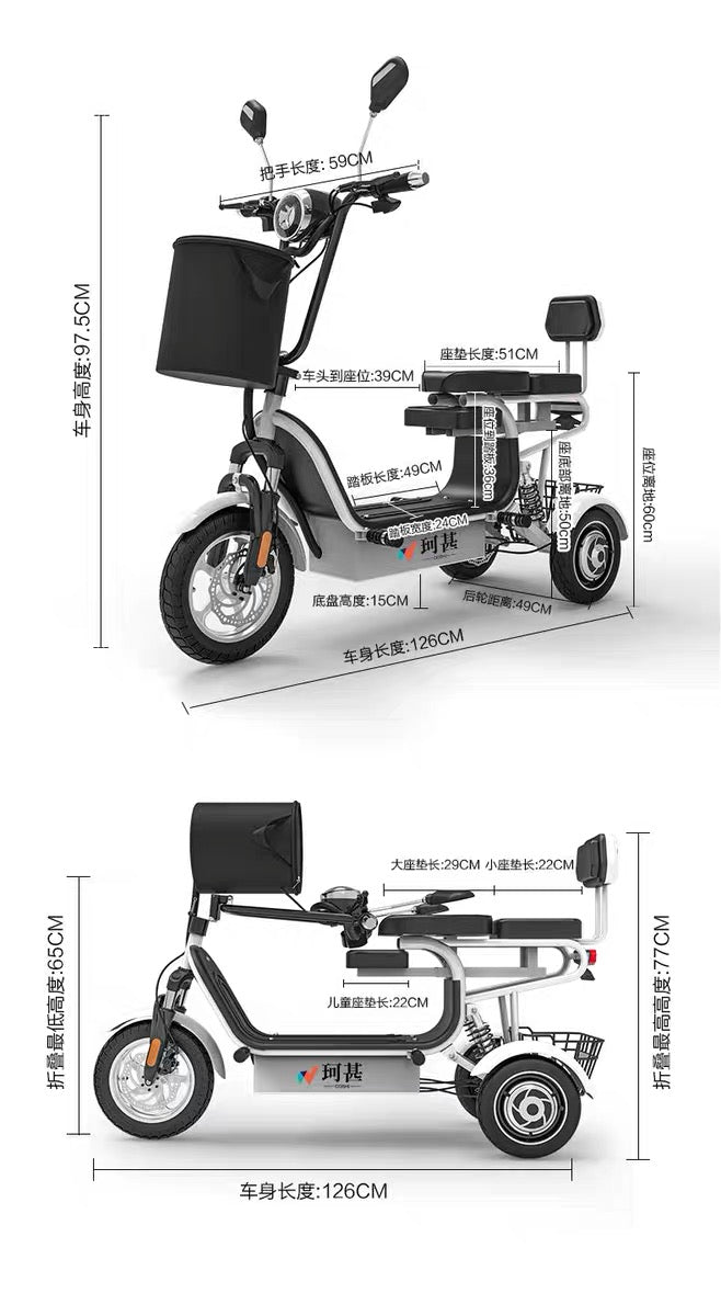 Brand New Foldable 3-Wheel Electric Scooter for Adult Daily Commute, Portable Lightweight E-Bike,-$980