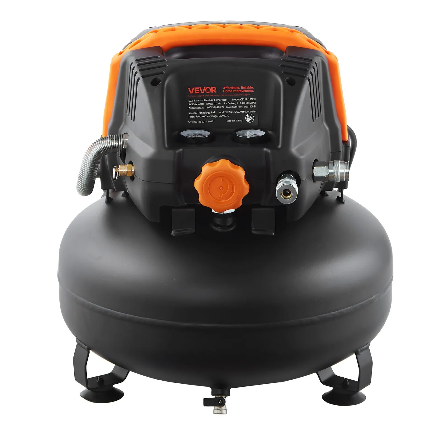 VEVOR 6 Gallon Air Compressor, 1.7HP 2.3CFM @ 90PSI Portable Pancake Air Compressor & 150PSI Max,-$130