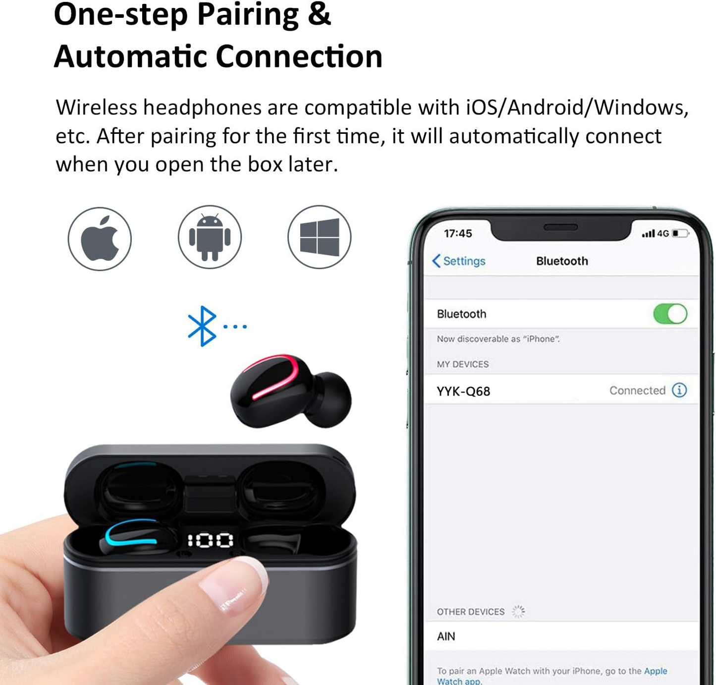 BNIB- Bluetooth 5.1 True Wireless Earbuds with Microphone, Noise Cancellation