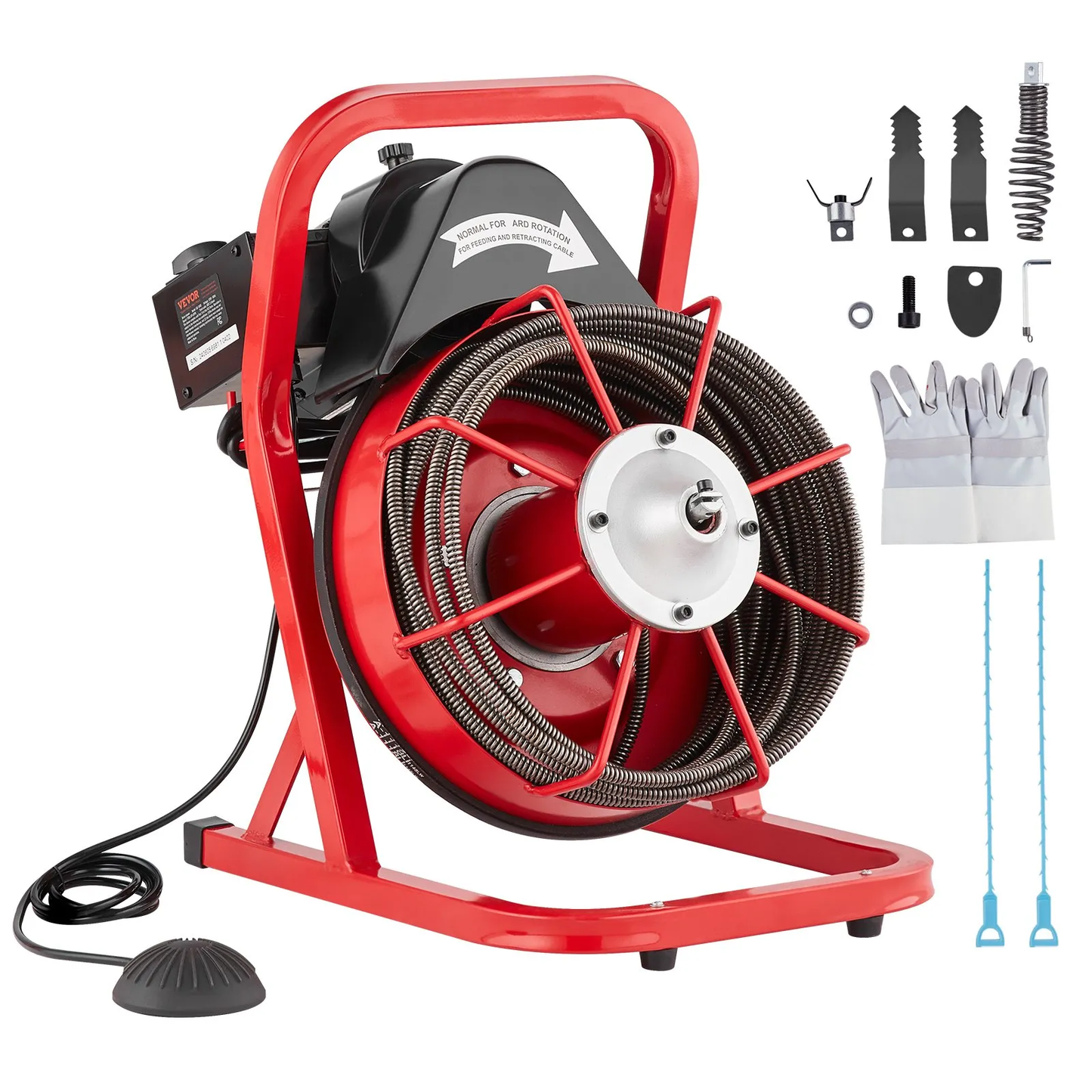 OPen Box VEVOR Drain Cleaner Machine 50FT x 3/8 Inch, Sewer Snake Auger Manual Feed, 250W Electric,-$200