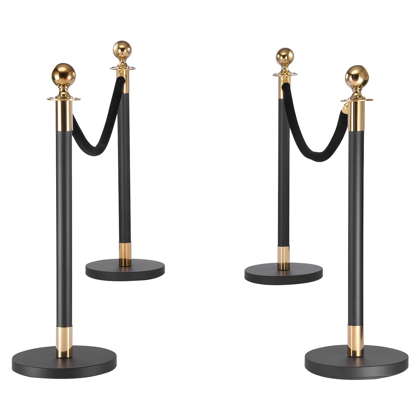VEVOR Stanchion Posts, 4-Pack Crowd Control Barriers with 2 Black Velvet Ropes, -$60