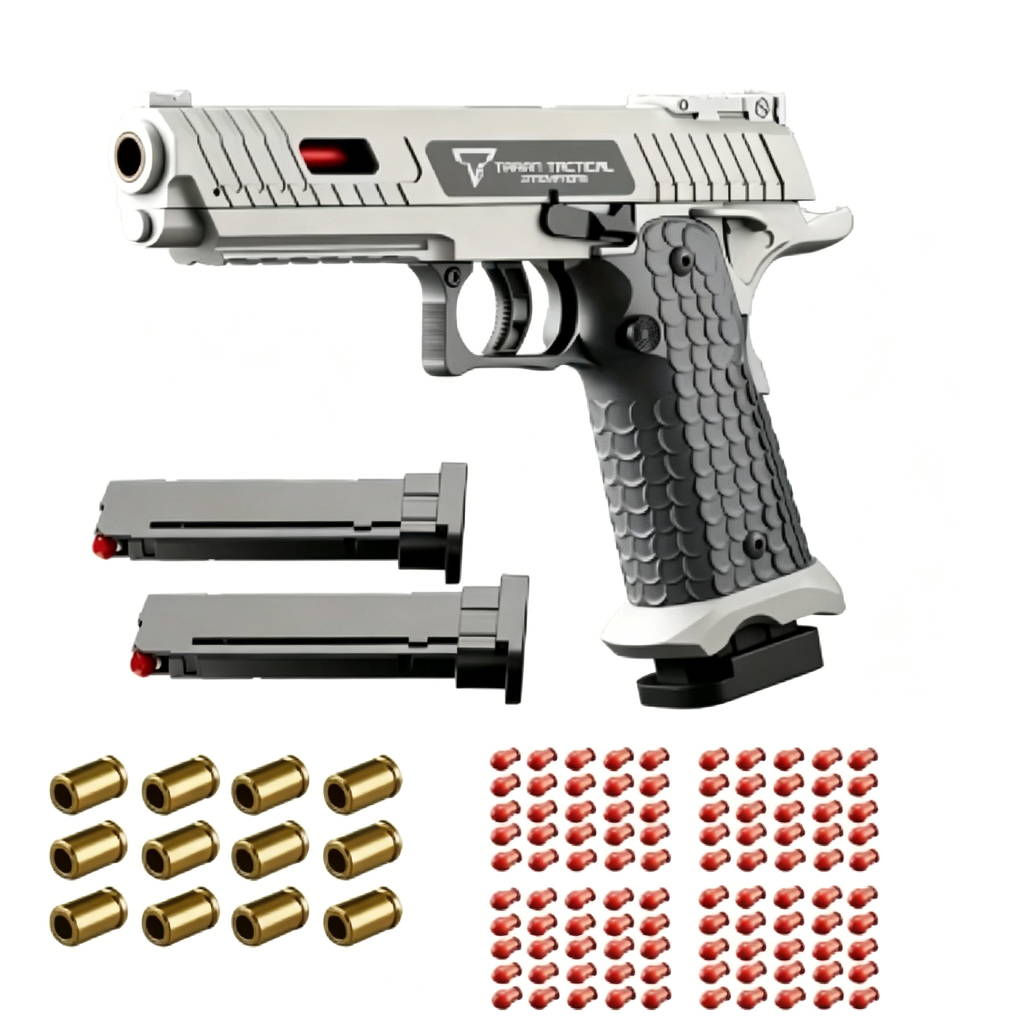 BNIB-Taran Tactical Style Soft Bullet Toy Gun Set | Safe Foam Blaster with 100 Bullets, 12 Shells & 2 Magazines,-$5