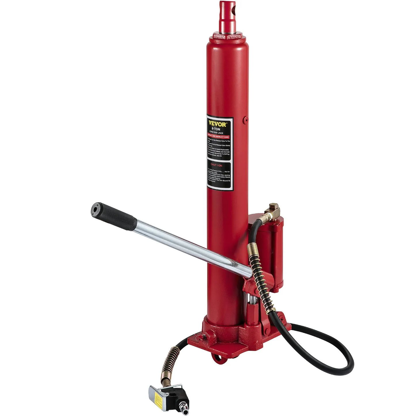 VEVOR Hydraulic/Pneumatic Long Ram Jack, 8 Tons/17363 lbs Capacity, with Single Piston Pump,Red,-$90