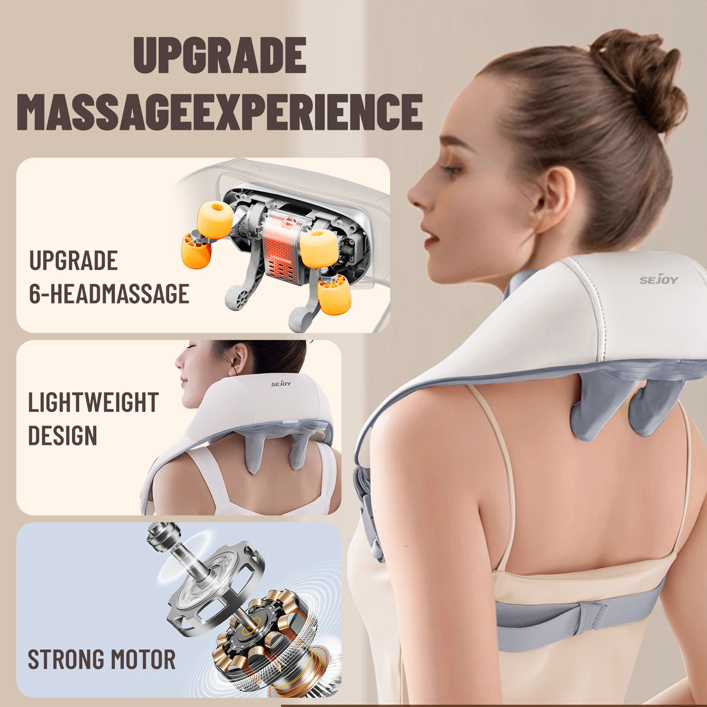 BNIB- Sejoy P11 Neck & Shoulder Shiatsu Massager – Electric Kneading Relaxation Tool ,-$40
