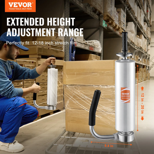 VEVOR Stretch Film Dispenser, Holds 12"-20" Rolls, Industrial Strength Shrink Wrap Dispenser Holder (1 Pack),-$30