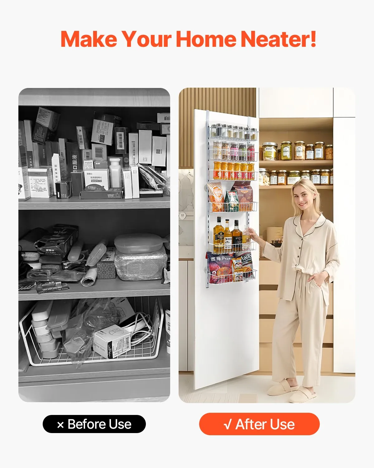 VEVOR Over the Door Pantry Organizer, 6-Tier Pantry Organization and Storage,HeHanging Spice Rack,-$25