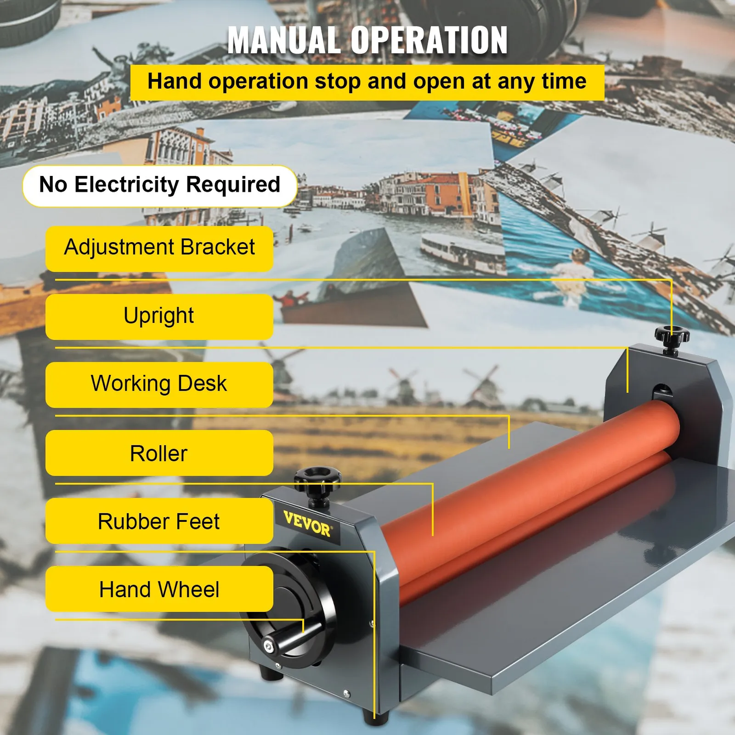 VEVOR 29.5 Inch Cold Laminator Machine 10mm Manual Vinyl Photo Film Cold laminator,-$80