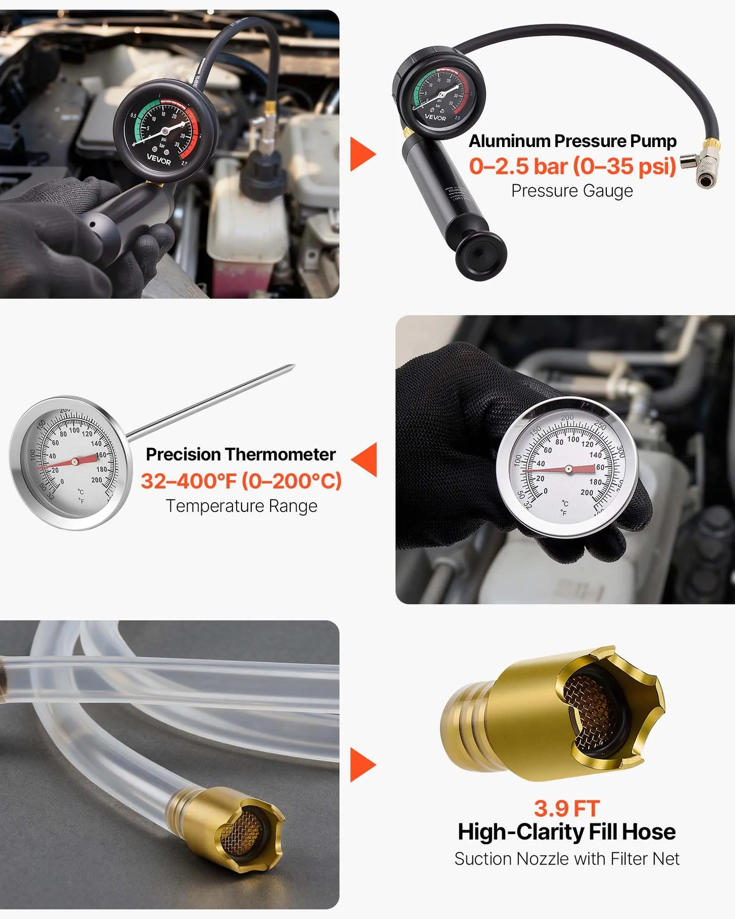 VEVOR Coolant Pressure Tester Kit, 28Pcs Radiator Vacuum Refill Kit with 4 Adapters, Universal Fit,-$45