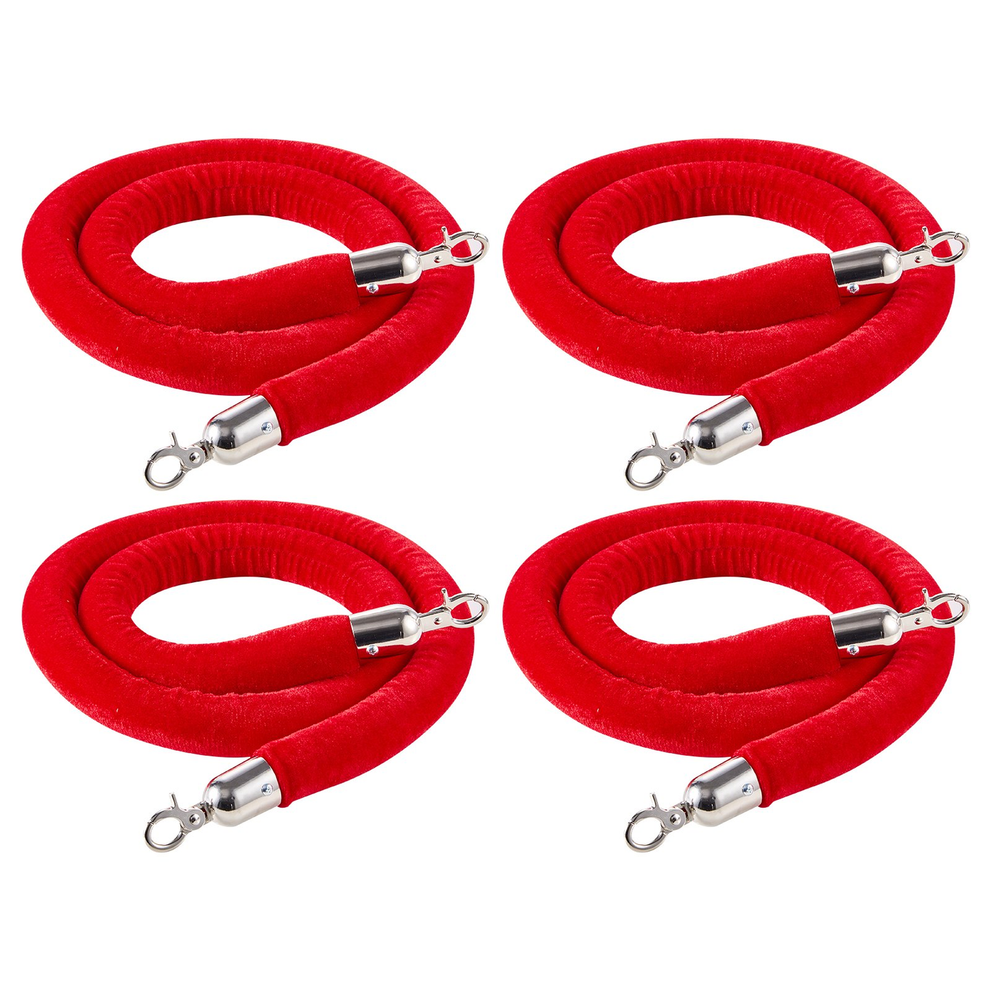 VEVOR 4 Pcs Red Velvet Stanchion Ropes, 5 ft Crowd Control Stanchion Red Velvet Ropes ,-$15