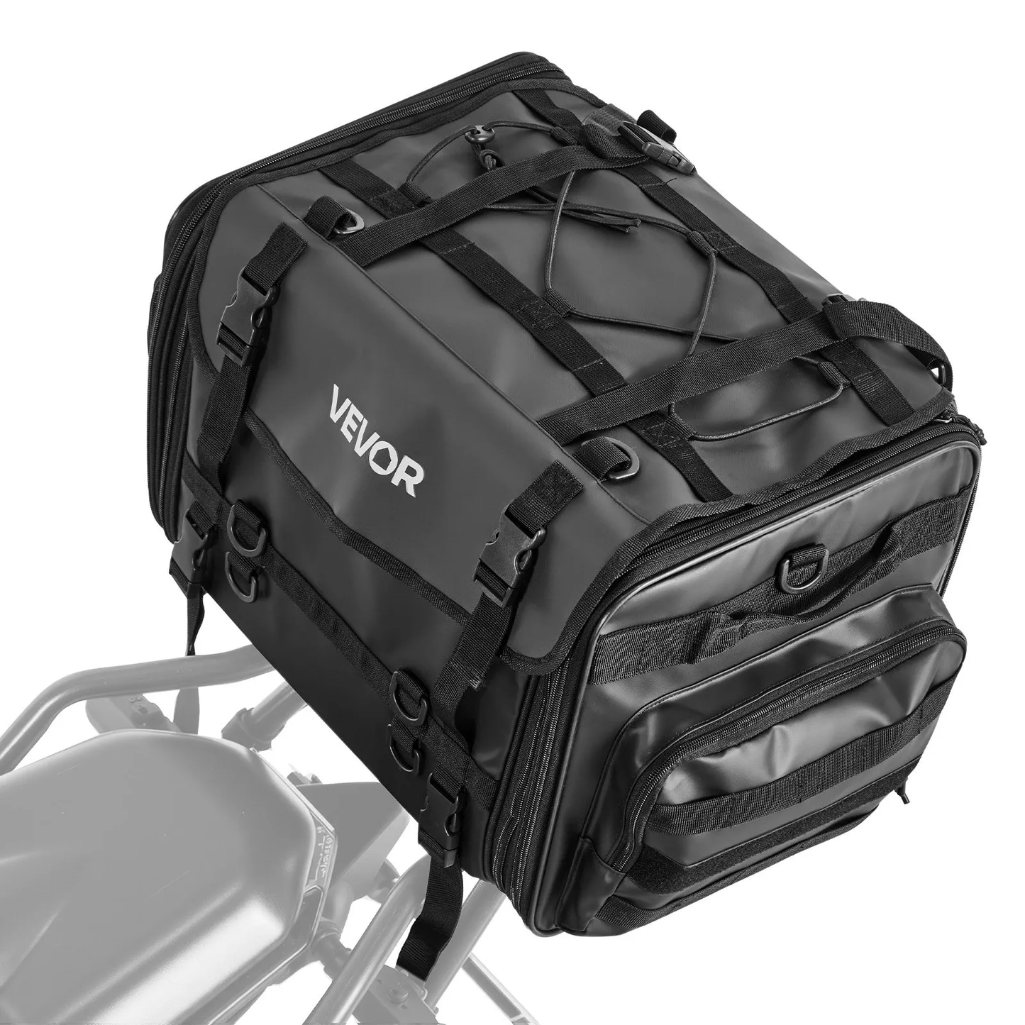 VEVOR Motorcycle Tail Bag, 40-60 L Expandable Motorcycle Rear Seat Bag w/ Waterproof Cover,-$55