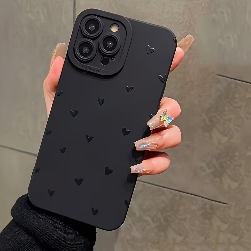 BNIB-Cute Embossed Heart Phone Case for iPhone 14 Pro Max, Soft Silicone Shockproof Protective Cover,1 Pack,-$5