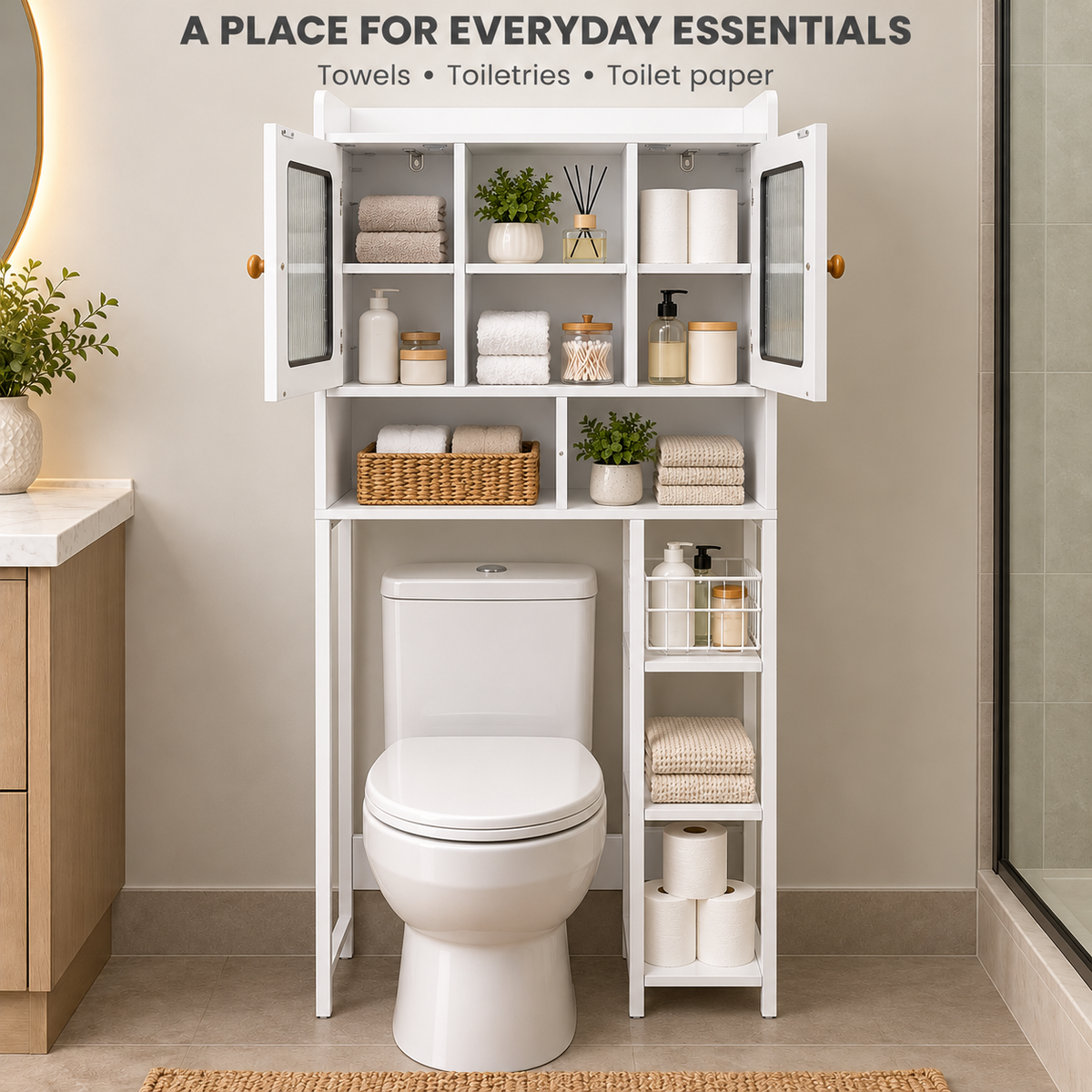 Brand New – Fully Assembled Over-the-Toilet Storage Cabinet – White -$120