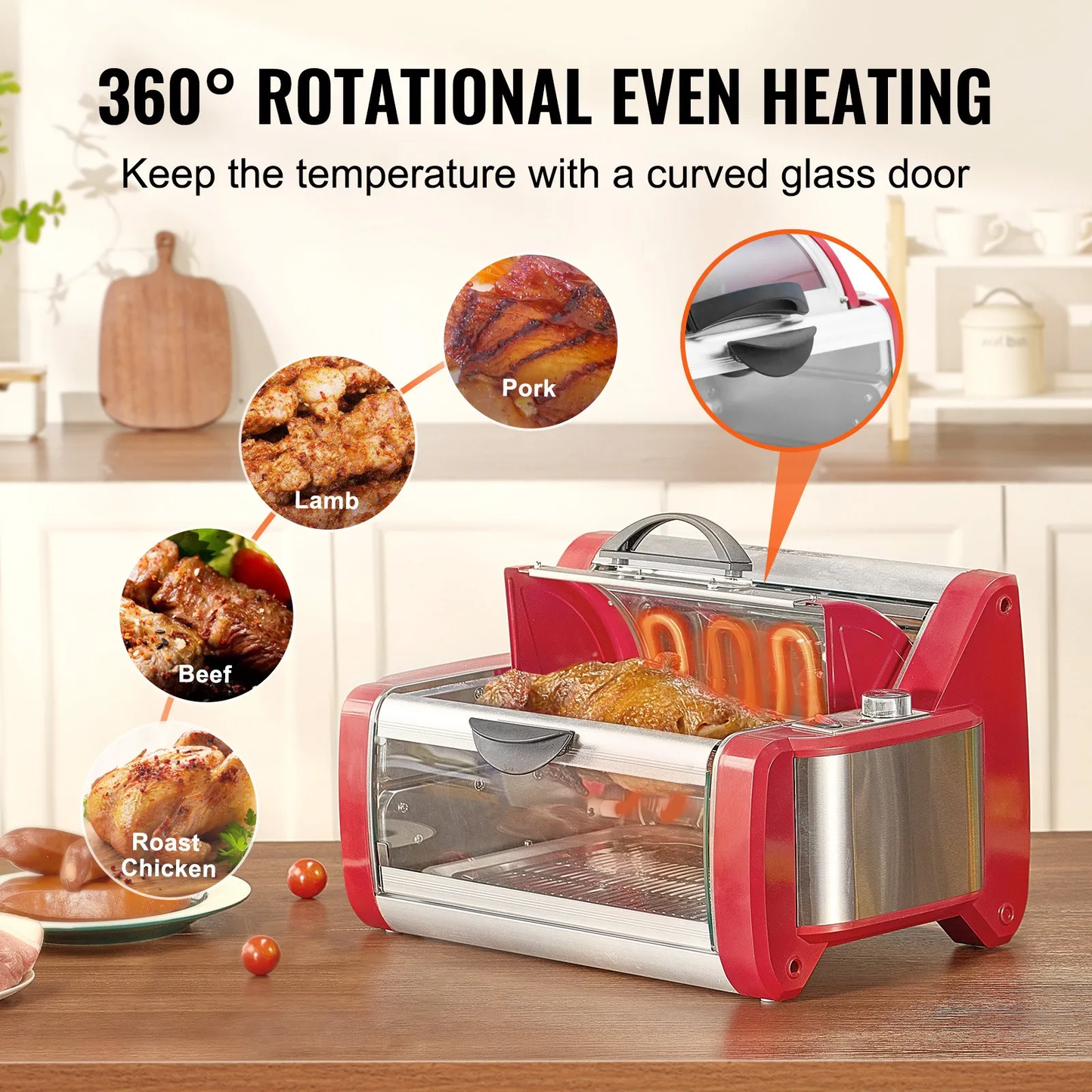 VEVOR Shawarma Grill Machine,Electric Stainless Steel Broiler Gyro Rotisserie Oven Doner Kebab Machine,