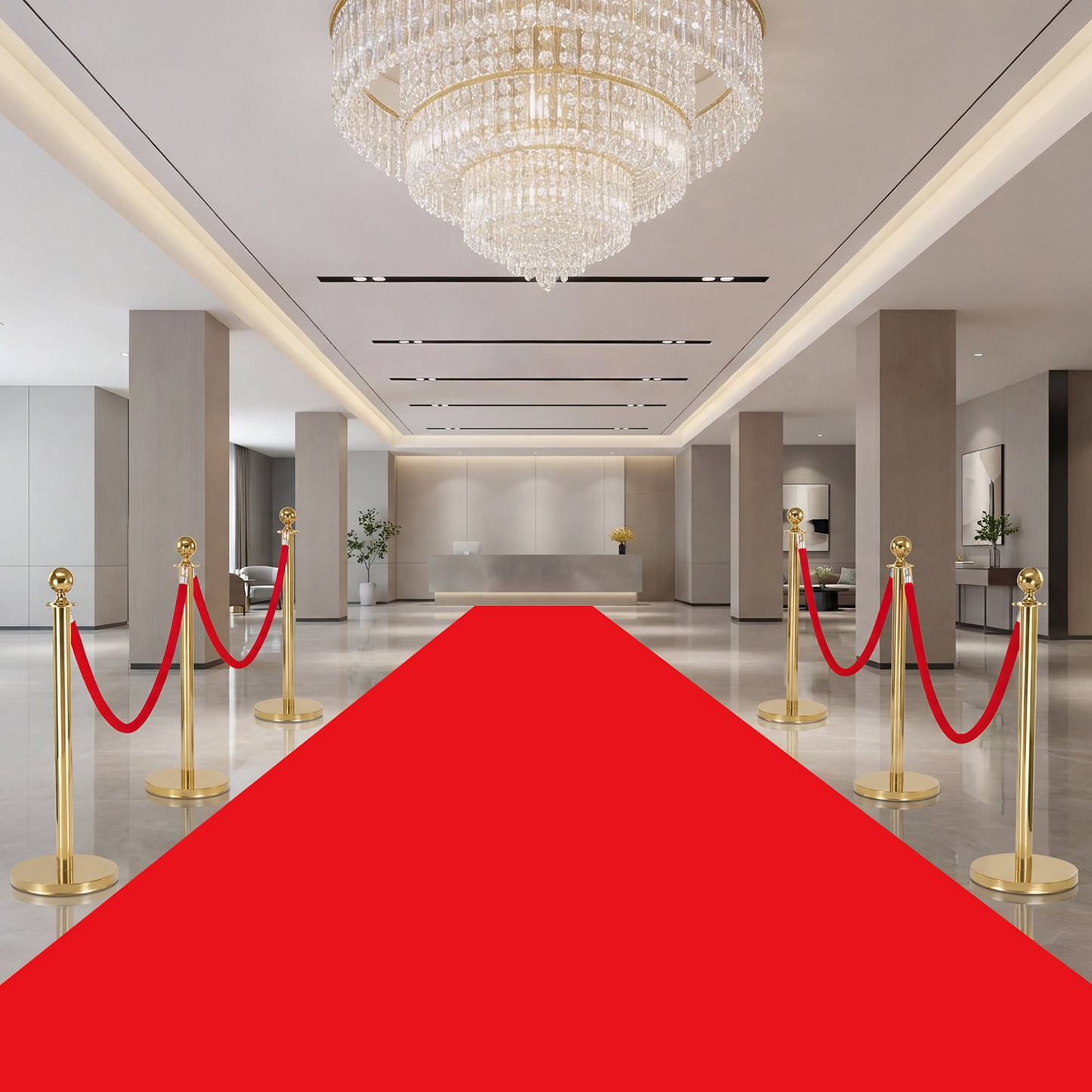 VEVOR 4 Pcs Red Velvet Stanchion Ropes, 5 ft Crowd Control Stanchion Red Velvet Ropes ,-$15