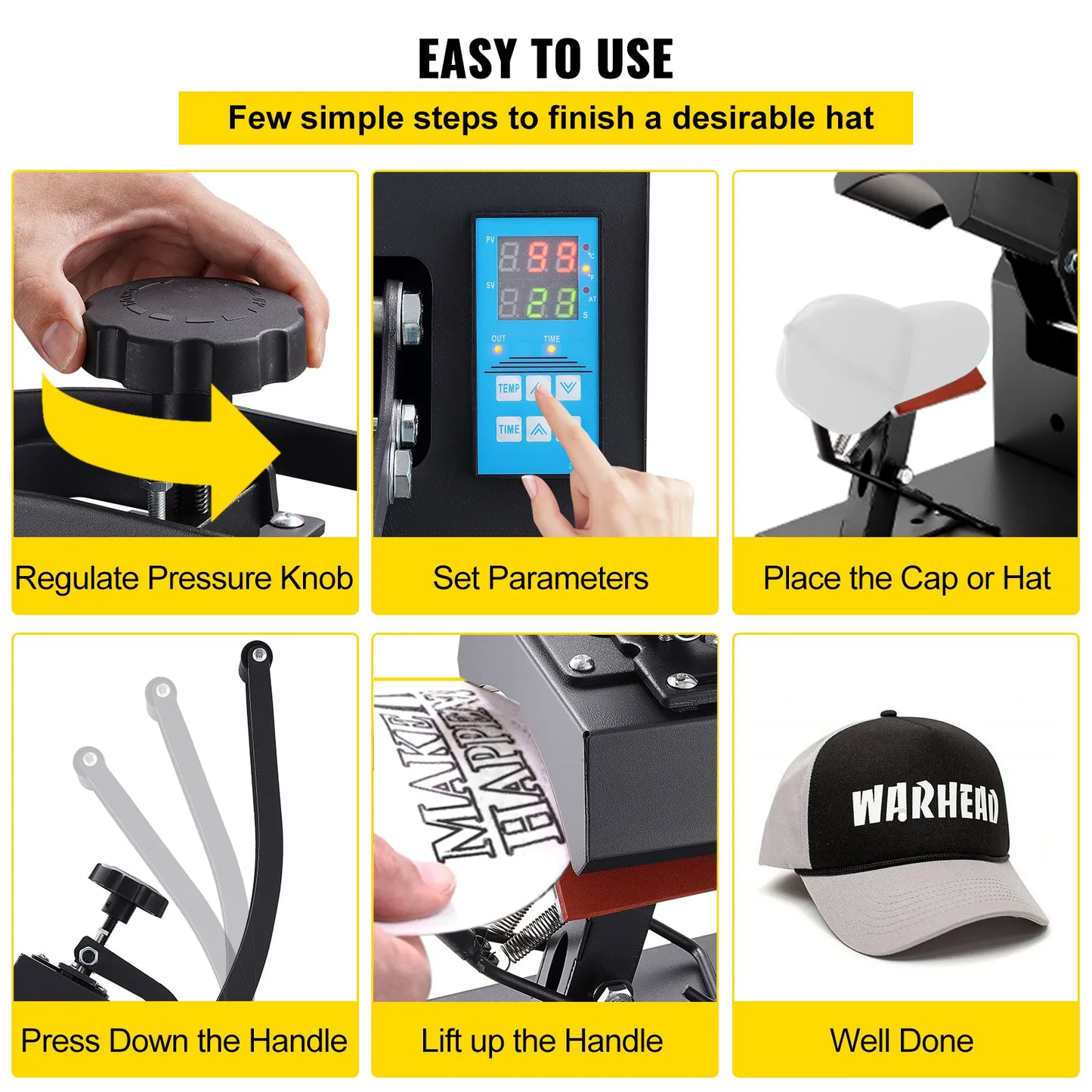 VEVOR Hat Heat Press 5.5 x 3.5 inch Heat Press Machine 600W Professional Heat Press Hat Machine,-$110
