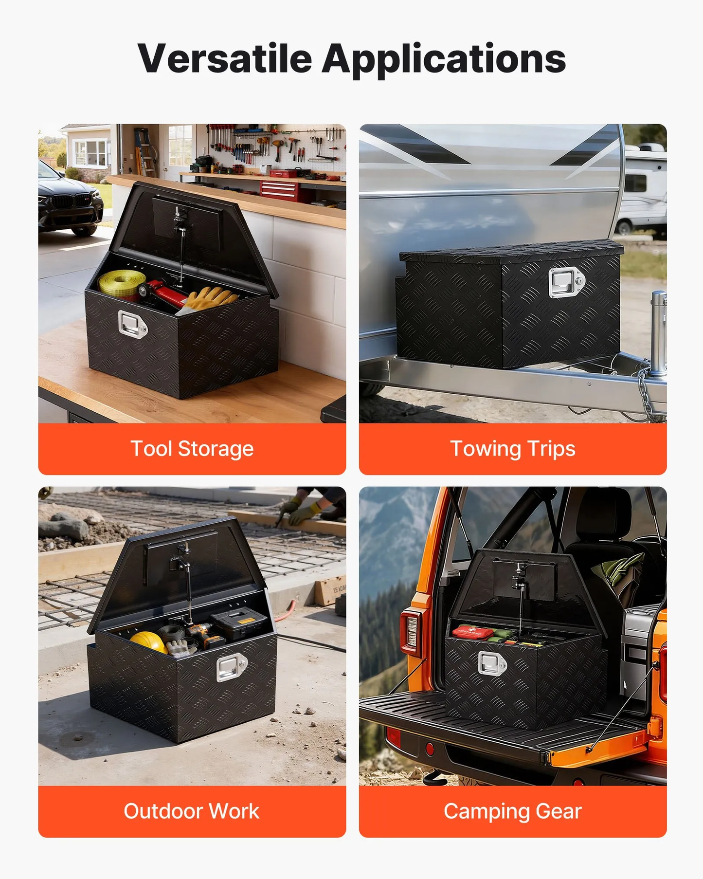 VEVOR Trailer Tongue Box, 26" x 13" x 12" Aluminum Trailer Tongue Tool Box, Heavy Organizer ,-$75