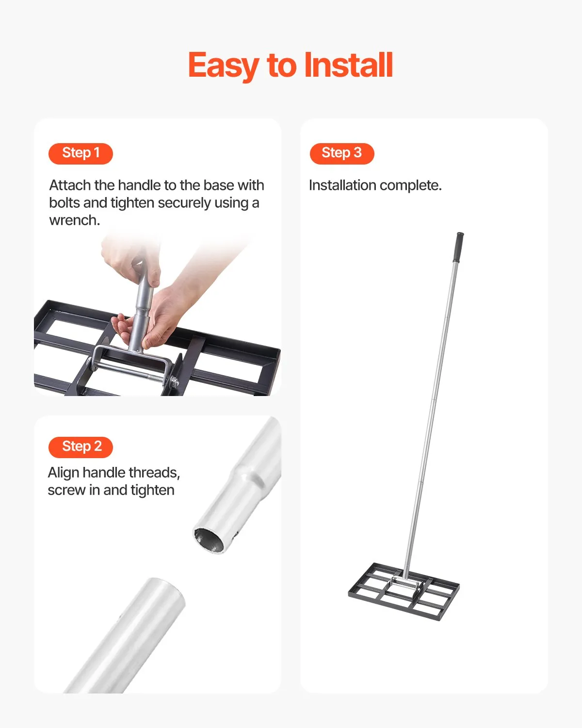 VEVOR Lawn Leveling Rake, Lawn Leveler with 78 in Handle, 17x10 in Ground Plate, Rust-Resistant,-$25