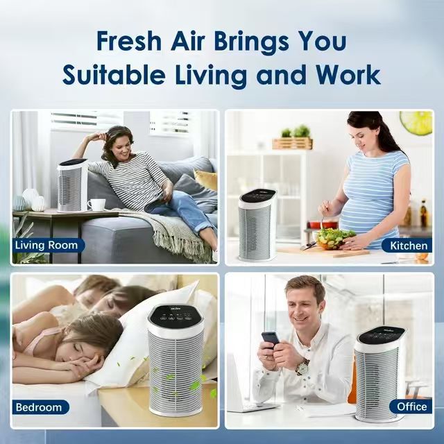 BNIB-Sejoy Air Purifier True HEPA Filter, 99.9% Removal, 3 Speeds and Timer, up to 200 SQ. ft,-$25