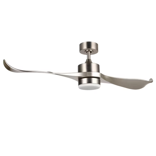 Brand New  52-Inch Ceiling Fan with 2 Silver ABS Blades and White Glass 15W LED Light Kit, Nickel,-$95