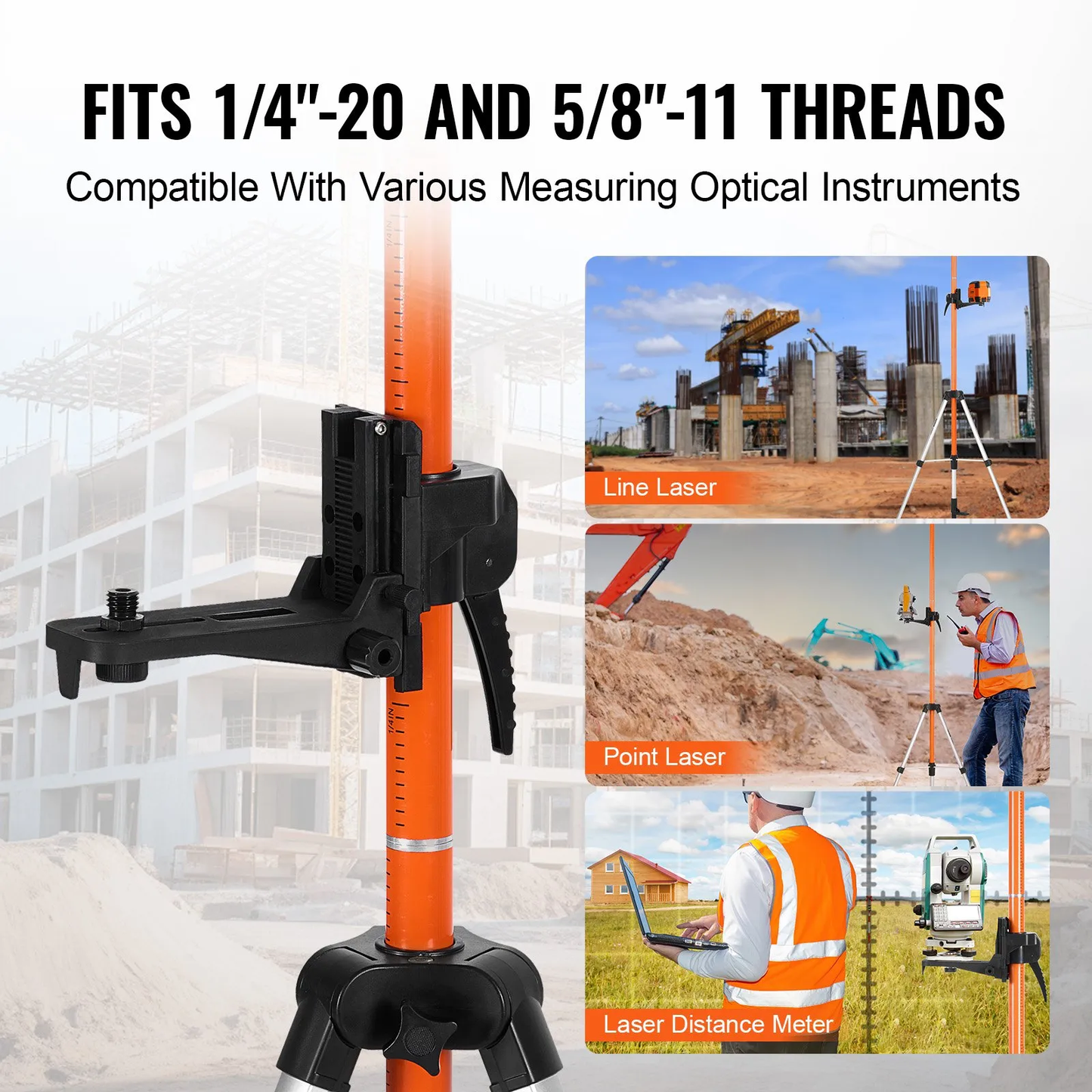 VEVOR Laser Level Tripod, 1/4"-20 & 5/8"-11 Thread Mount, 40.94-133.85 inch Height Adjustment,-$45