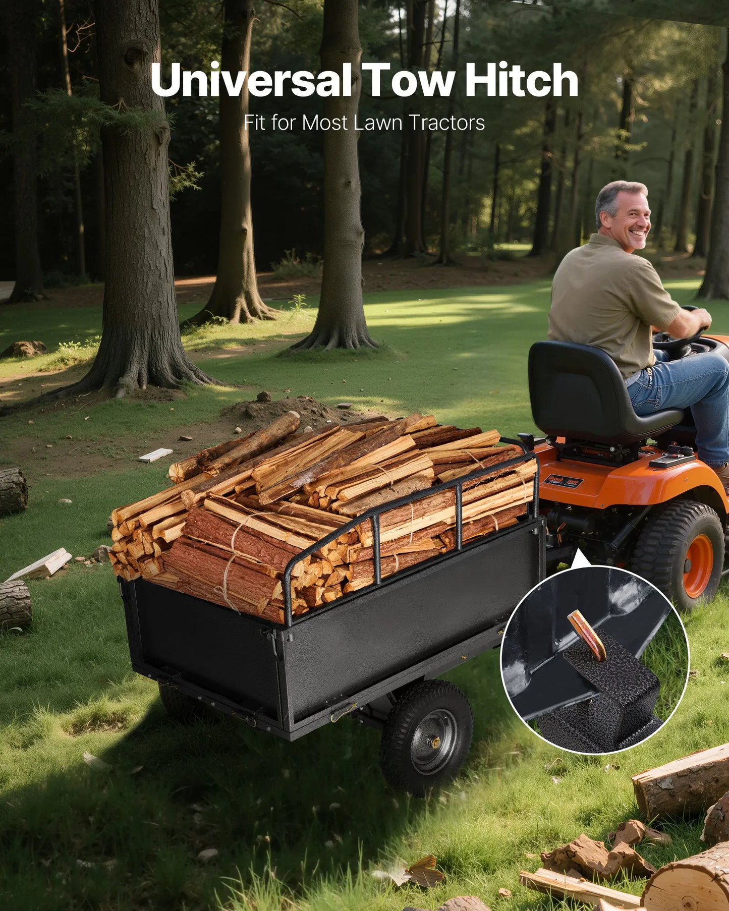 VEVOR Garden Utility Trailer, 17 Cu. Ft & 600lbs Capacity, ATV UTV Hauling Trailer,  with 16" Tires,-$200