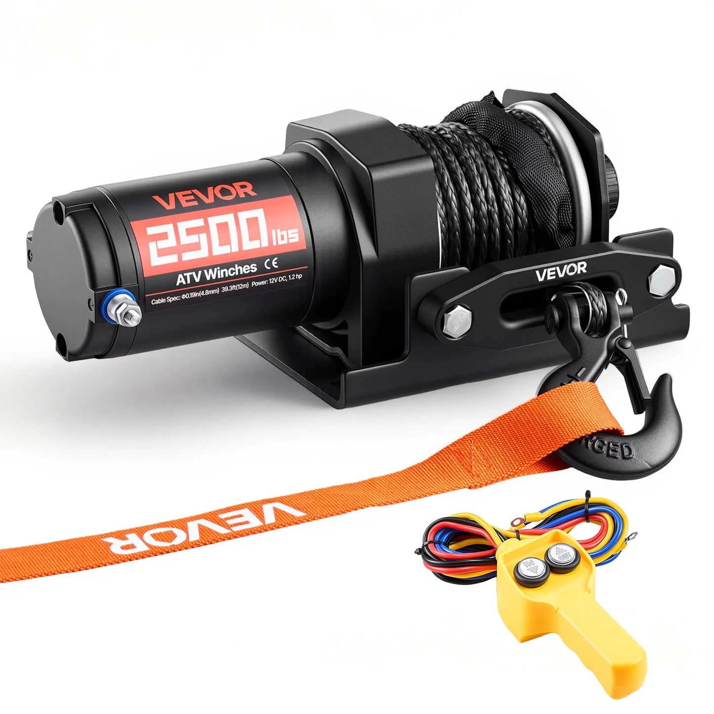 VEVOR 2500 lbs Electric Winch, 12V DC ATV/UTV Winch with Φ0.19 in x 39.4 ft Synthetic Rope,-$65
