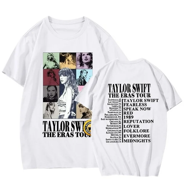 BNIB-Taylor Swift Graphic Tee–Casual Printed Round Neck Short Sleeve Shirt for Women (White)Size: L,-$5