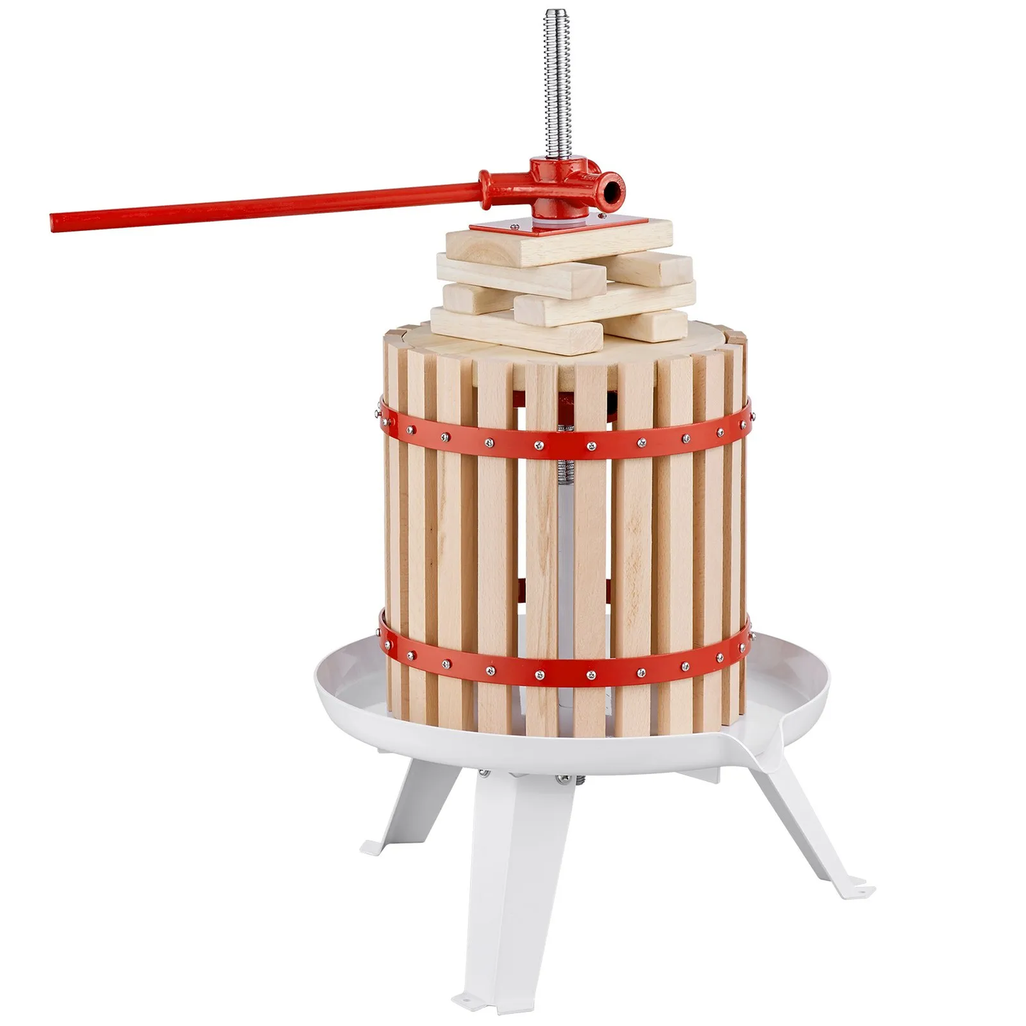 VEVOR Fruit Wine Press, 1.6 Gal/6.4L, Solid Wood Basket with 6 Blocks, Manual Juice Maker,-$45