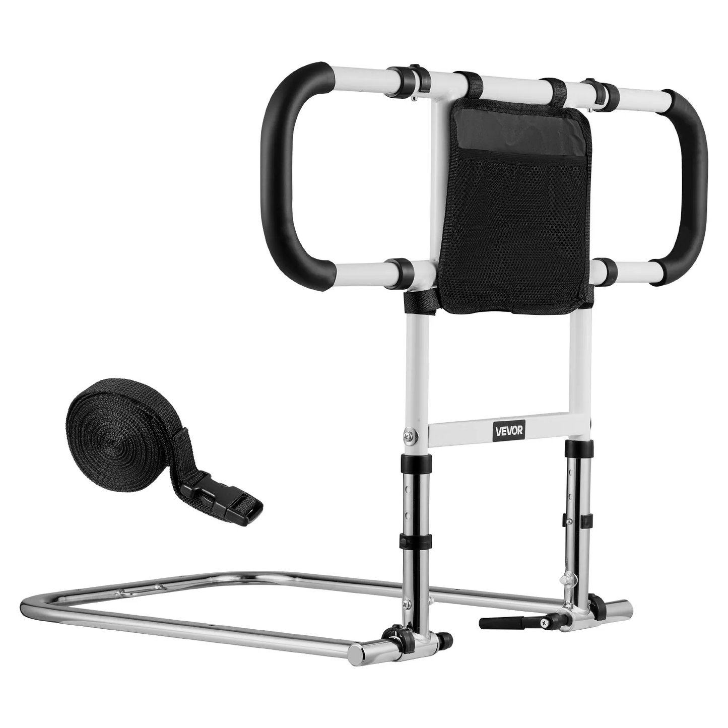 VEVOR Foldable Extendable Bed Assist Rail with Side PU Handles, Height Adjustable Carbon Steel,-$35