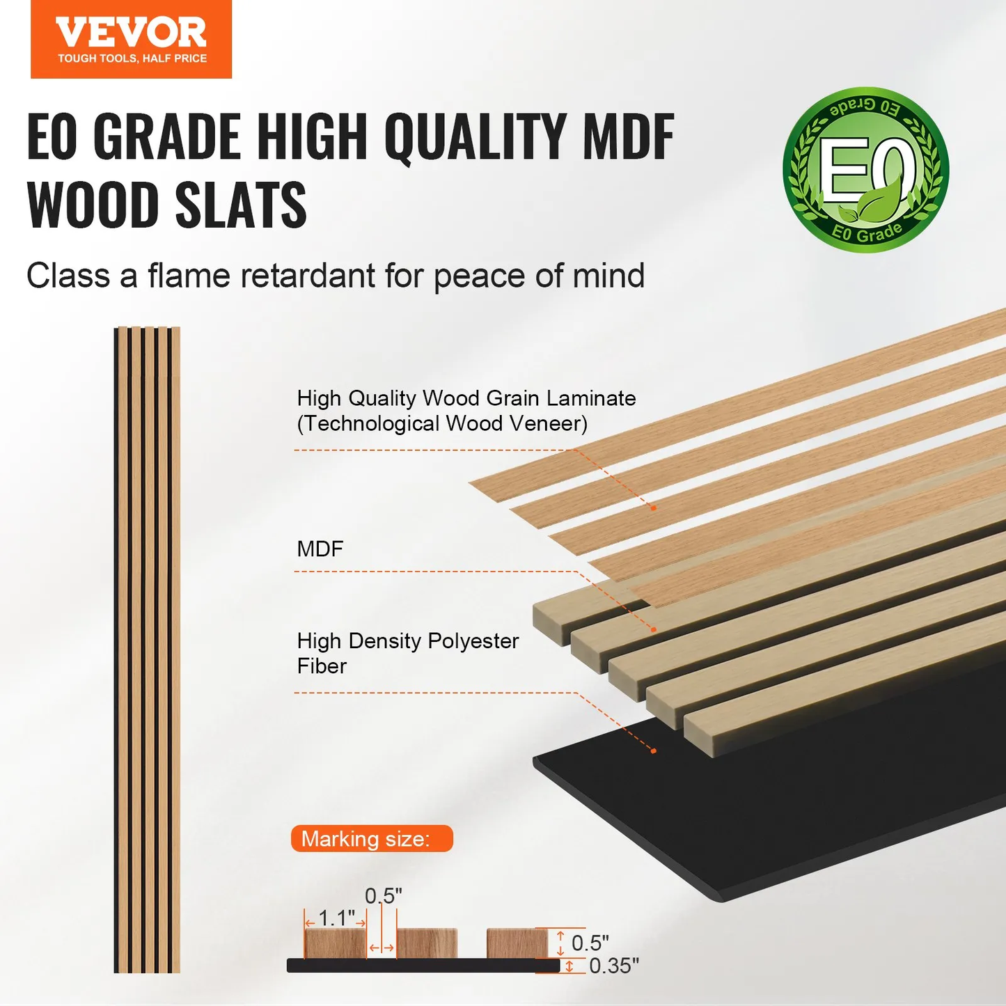 VEVOR Wood Slat Acoustic Panels 7.9 x 94.5 inch for Modern Wall Decor Light Oak,-$70