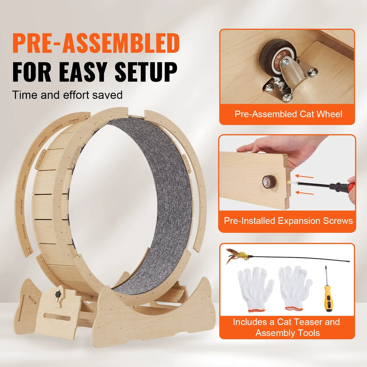 VEVOR Cat Exercise Wheel, Large Cat Treadmill Wheel for Indoor Cats, 35.8 inch Cat Running Wheel,-$70