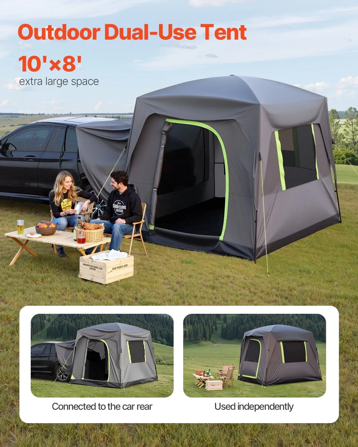 VEVOR SUV Tent for Camping, 10FT L x 8FT W, Waterproof PU2000mm Spacious Double Layer,-$230