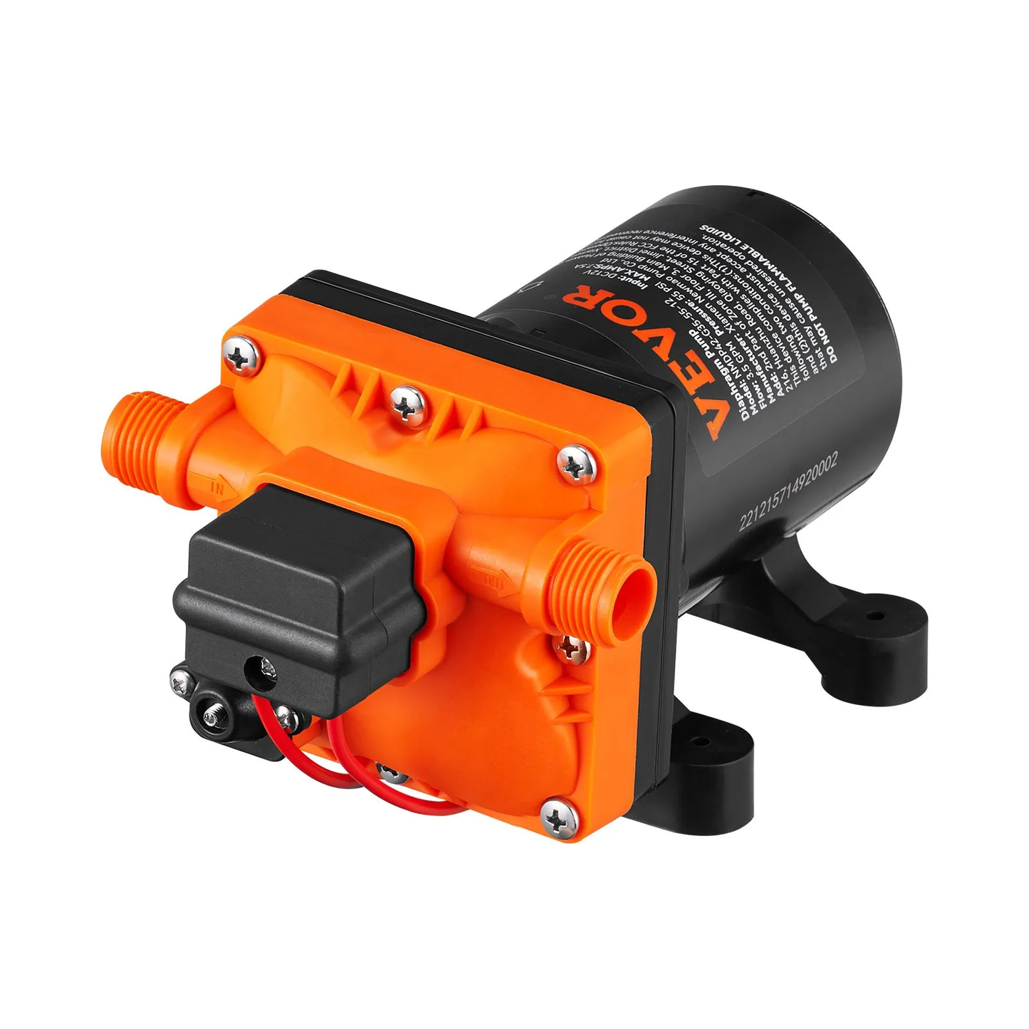 VEVOR Water Diaphragm Pump, 12V DC, 3.5 GPM Flow, 55 PSI Rated Pressure (40-80 PSI Adjustable),-$50