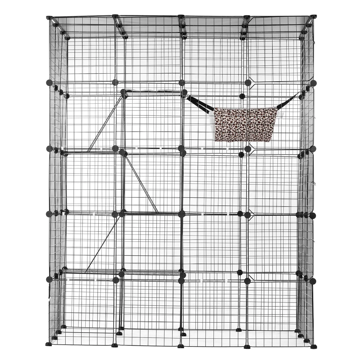 VEVOR Large 4-tier Cat Cage,Detachable Metal Wire,with 5 Front Doors Hammock Ramp ladders,-$130