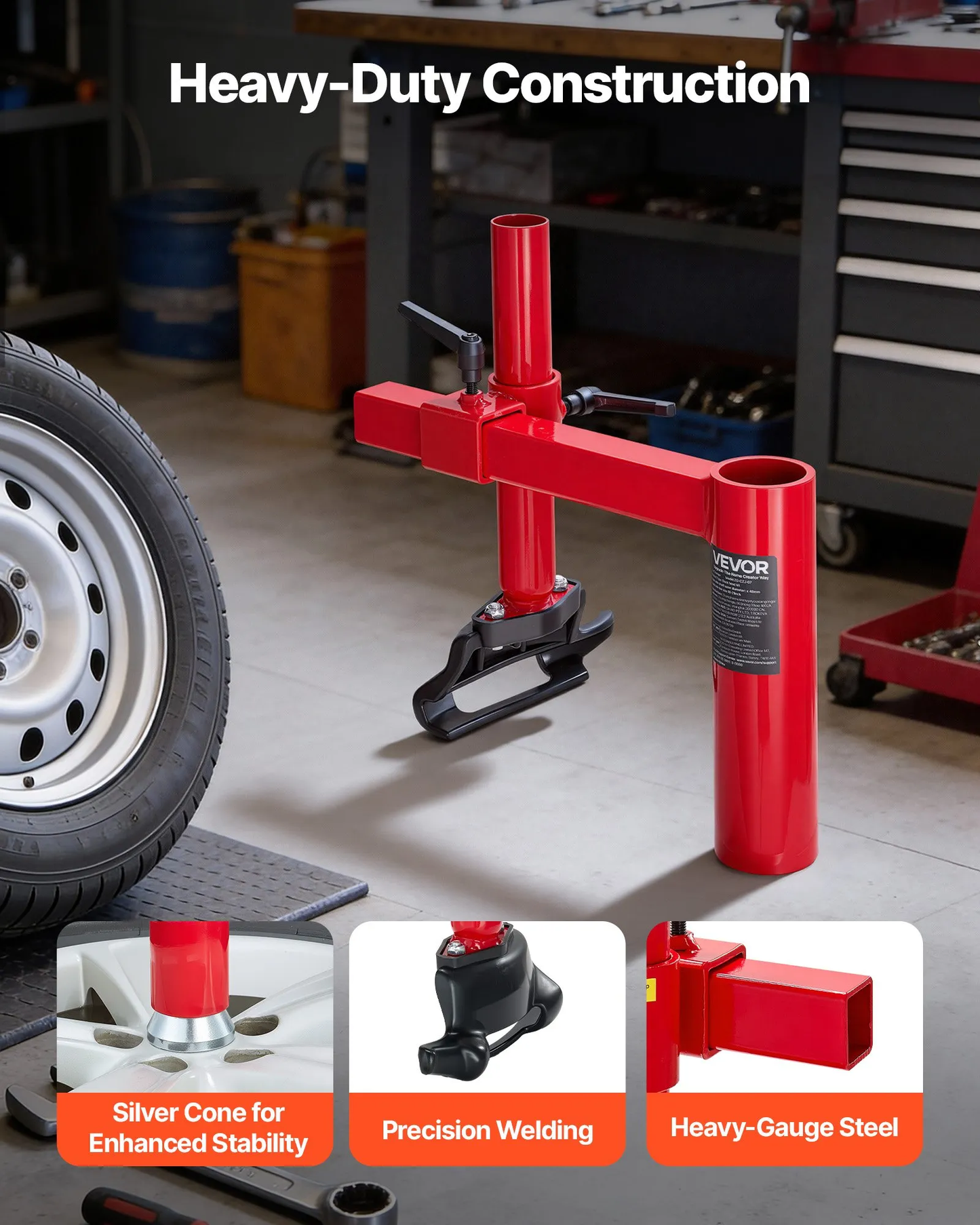 VEVOR Manual Tire Changer Duck Head Kit with Silver Cone, Fit for 16"-21" Wheels,  for Most Cars, SUVs,-$35