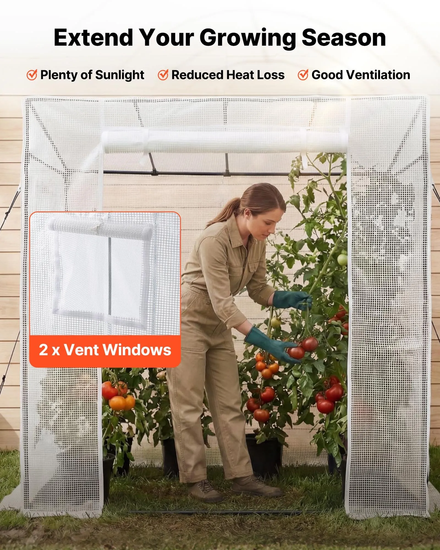 VEVOR Walk-in Greenhouse, 76.8" x 30.3" x 66.1" Greenhouse for Outdoors with Windows, PE Cover,-$35