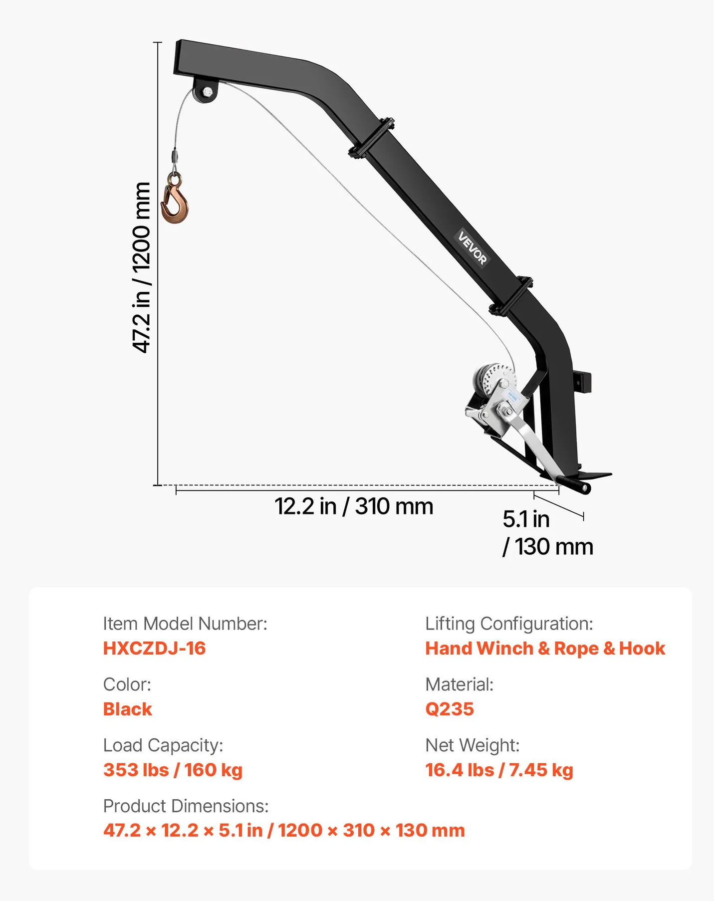 VEVOR Tree Mounted Lifting Hoist, 353 lbs Load Capacity, Outdoor Game Hoist Winch Lift with Ratchet Strap,-$55