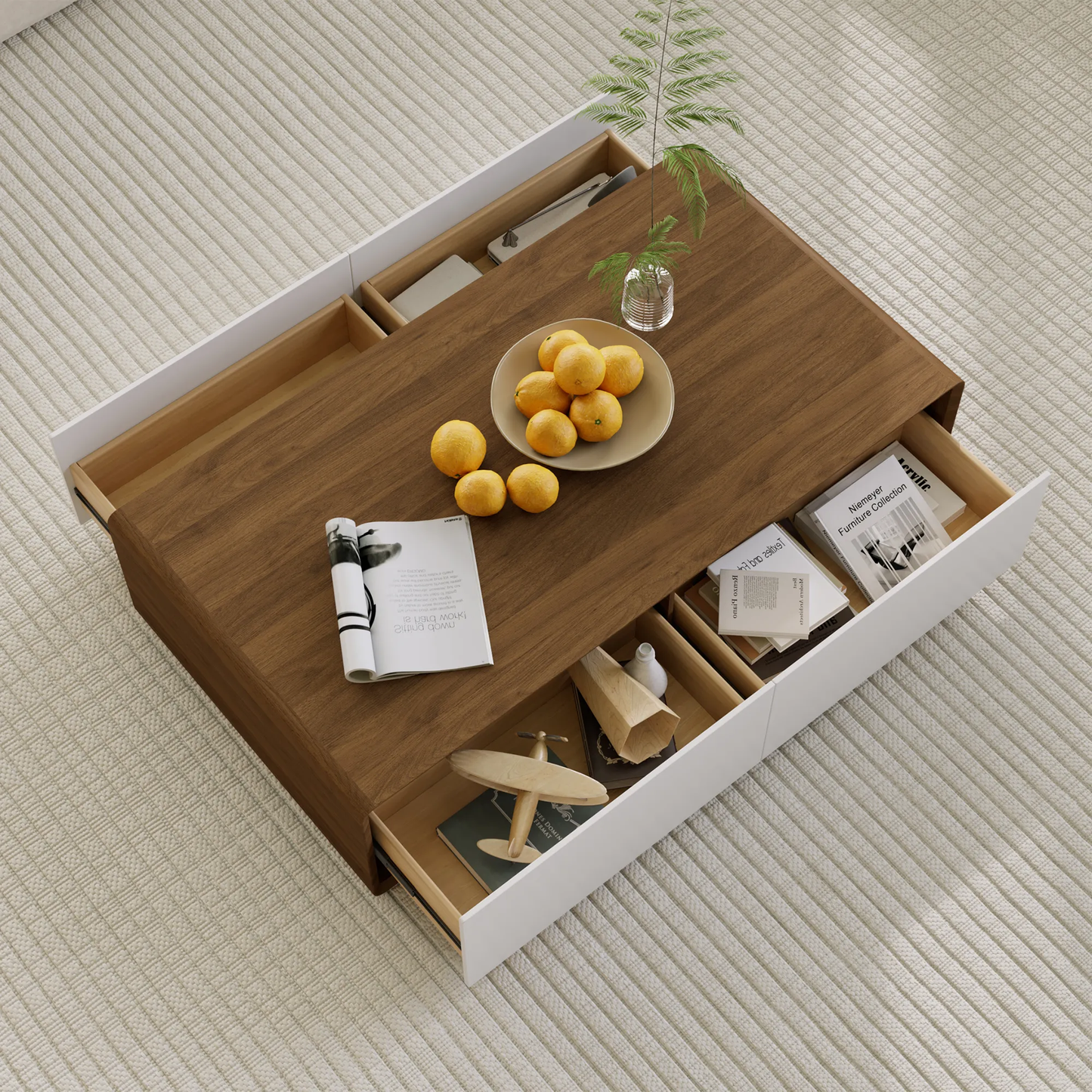 Brand New 51" Rectangular Wood Coffee Table with Storage – Stylish & Ready-to-Use,-$800