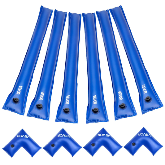 VEVOR Pool Cover Water Bags Set, 6 Packs 8 Ft Single Chamber Pool Cover Water Bags & 4 Corner Tubes,-$35