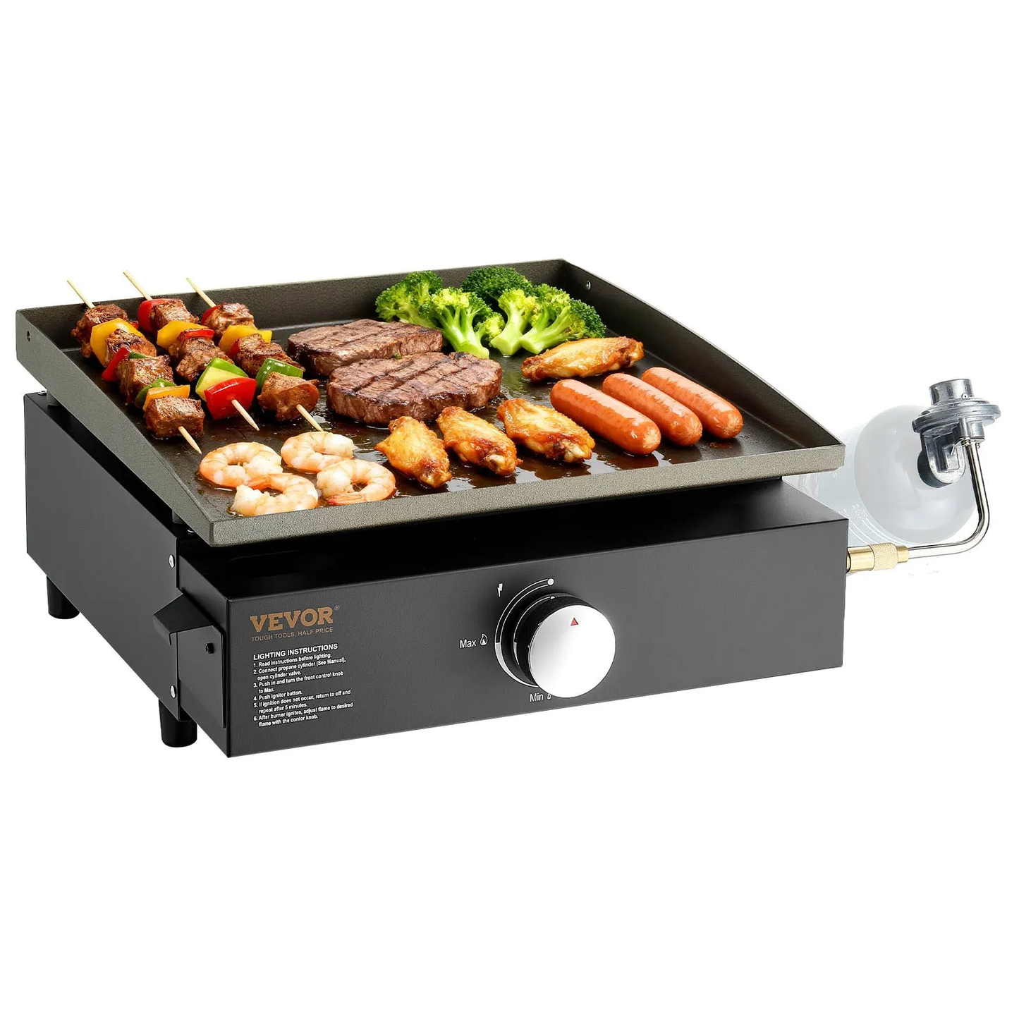 VEVOR Commercial Griddle, 16.9" Heavy Duty Manual Flat Top Griddle, Countertop Gas Grill,-$80