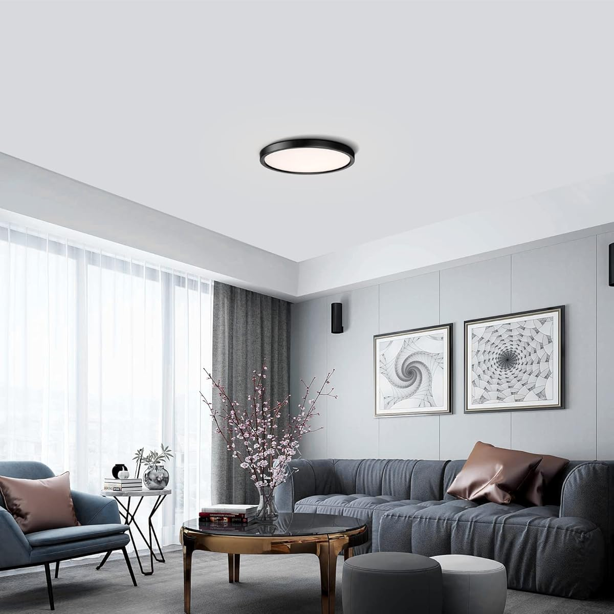BNIB-MYTH REALM 15" LED Flush Mount Ceiling Light – 30W Dimmable (3000K, 2000LM), Ultra Thin