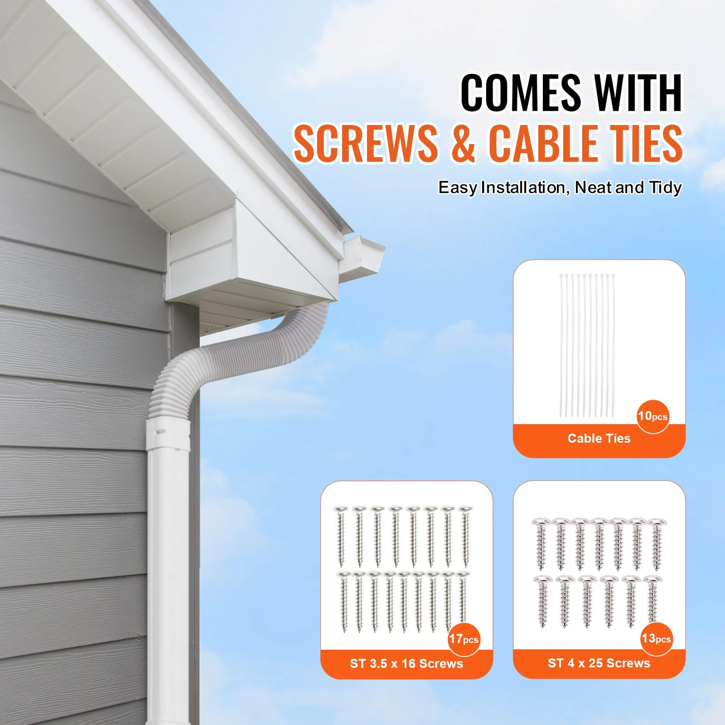 VEVOR Mini Split Line Set Cover 3-inch W 17.6Ft L, PVC Decorative Pipe Line Cover For Air Conditioner,-$40