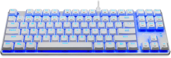 Brand New-EagleTec KG061-BR Blue LED Backlit Mechanical Gaming Keyboard,for PC Gamer – (White)-$20