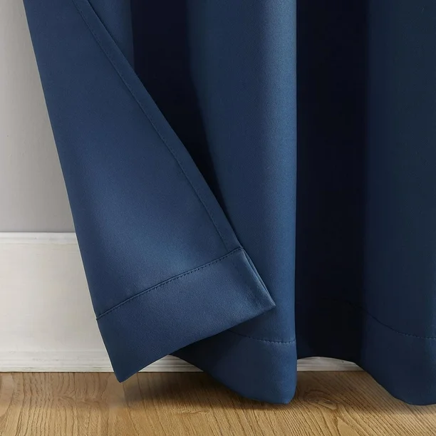 BNIB-SUN+BLK - Total Blackout Noise Reduction and Thermal Insulation Curtains - 2 Panels (dark blue),