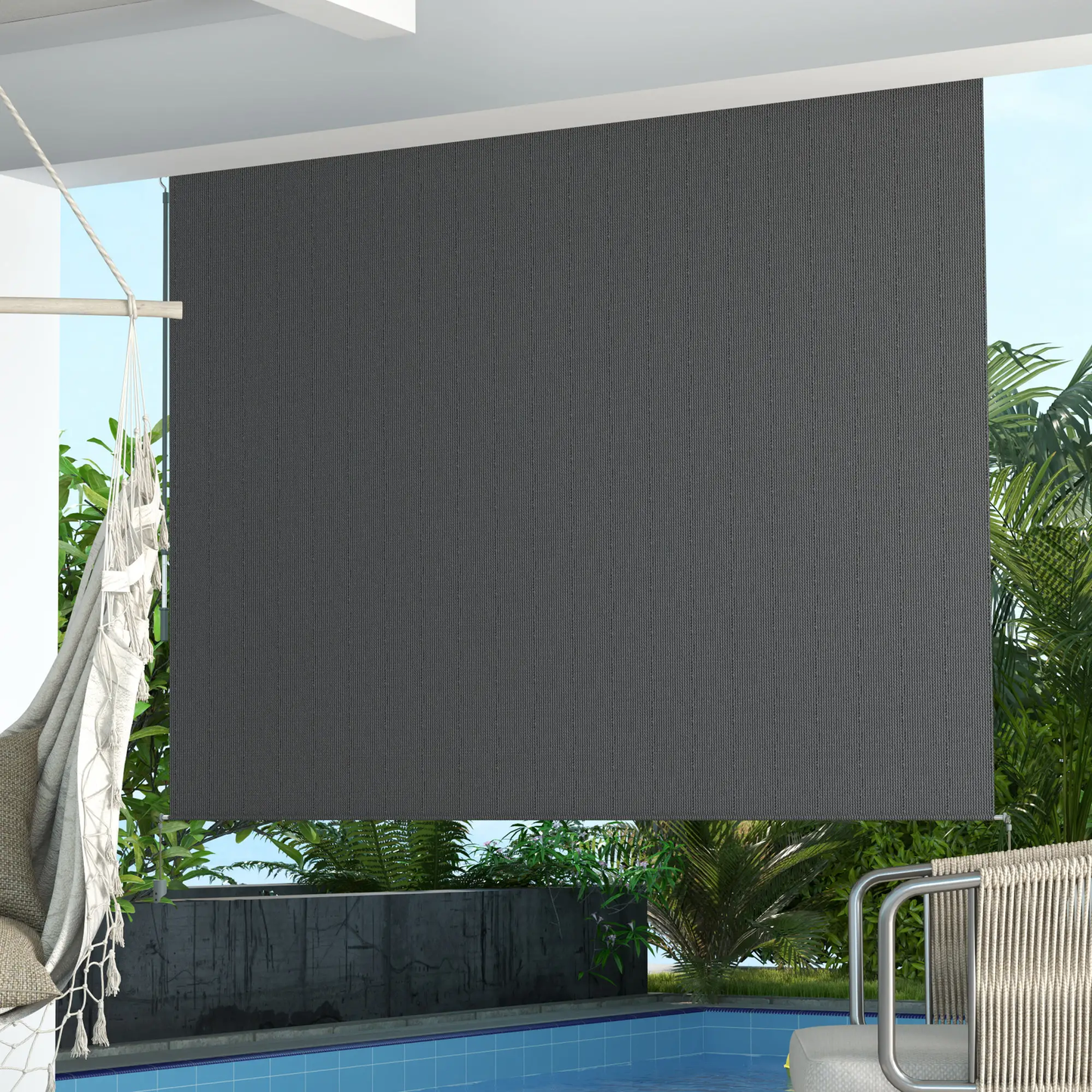 BNIB-Outsunny 8' x 6' Patio Door Blinds, Outdoor Roller Shades, Cordless Roll Up Shade for Porch Gazebo,-$100
