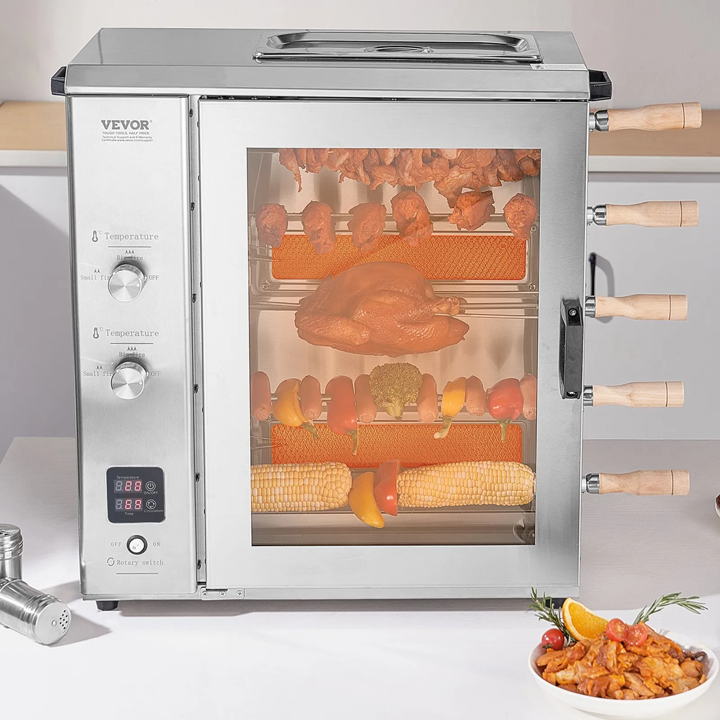 VEVOR Shawarma Portable Propane Grill Machine, Stainless Steel, 5 Strings of Barbecue Capacity