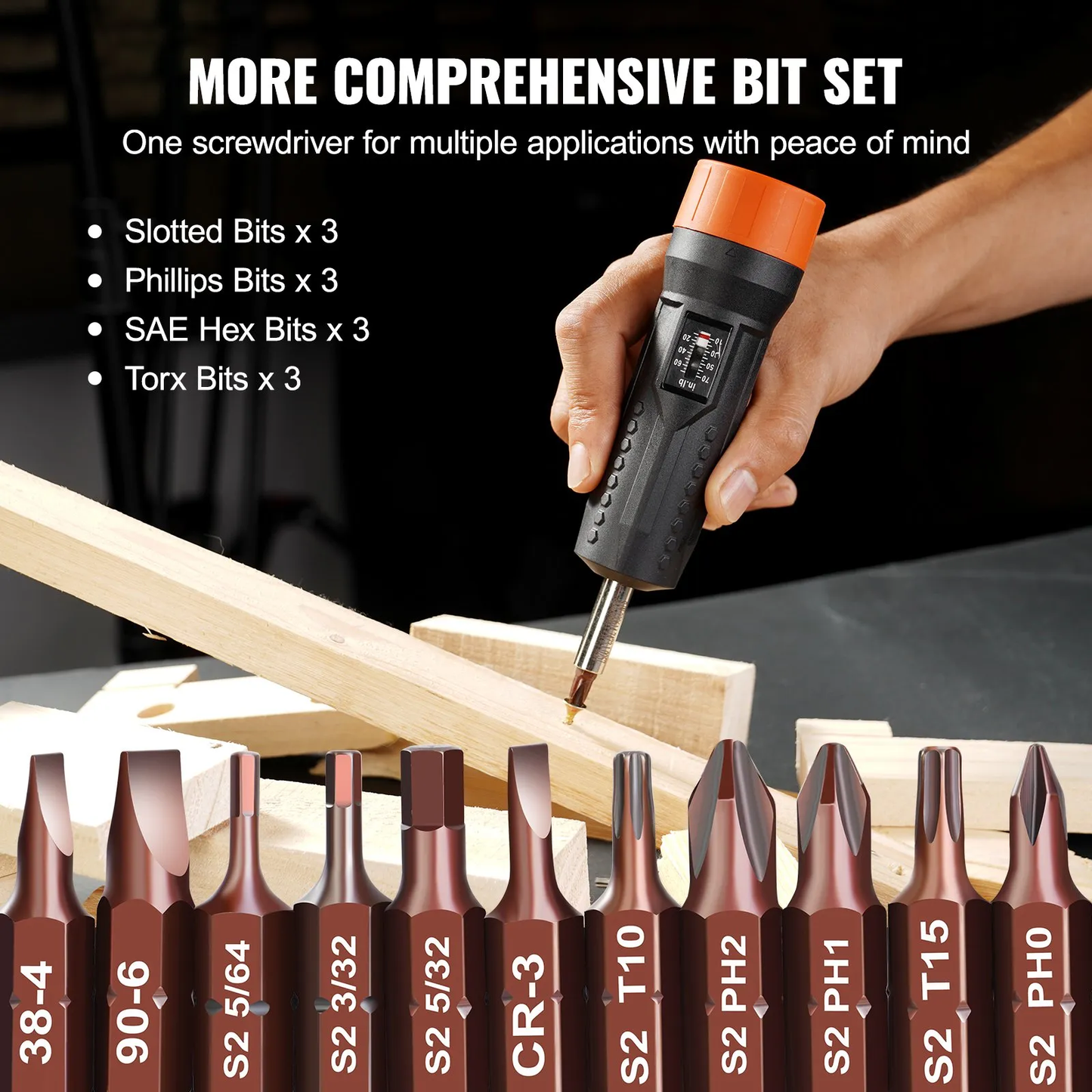 VEVOR 1/4" Drive Torque Screwdriver Wrench Set | 10-70 in-lbs Torque Adjustment Range | 1 in-lb Increment,-$45