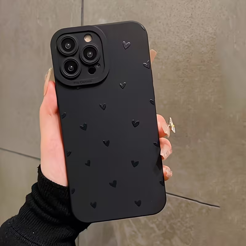 BNIB-Cute Embossed Heart Phone Case for iPhone 14 Pro Max, Soft Silicone Shockproof Protective Cover,1 Pack,-$5