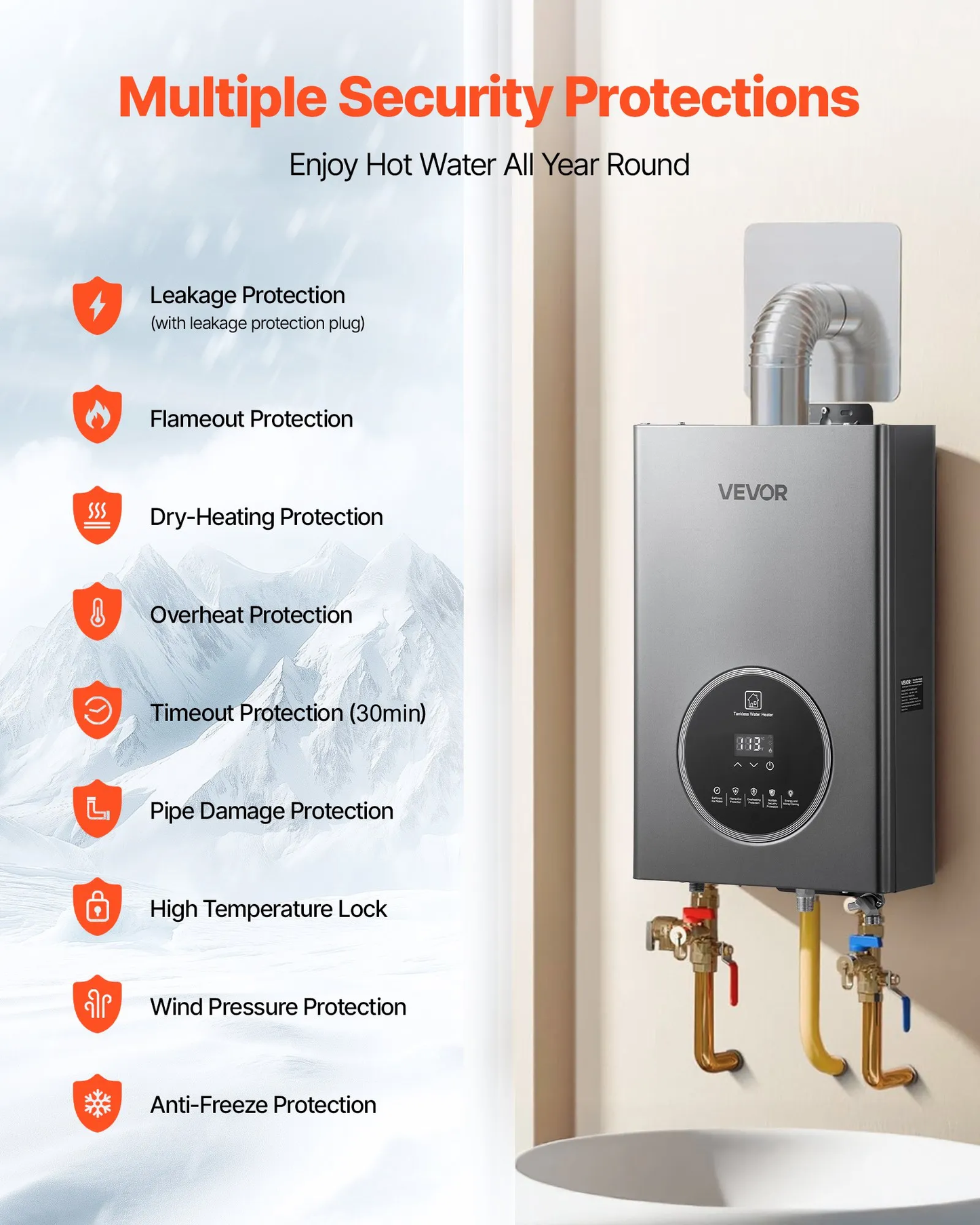 VEVOR Propane Tankless Water Heater, 4.3Gal Indoor 100000 BTU Instant Hot Water Heater,-$150