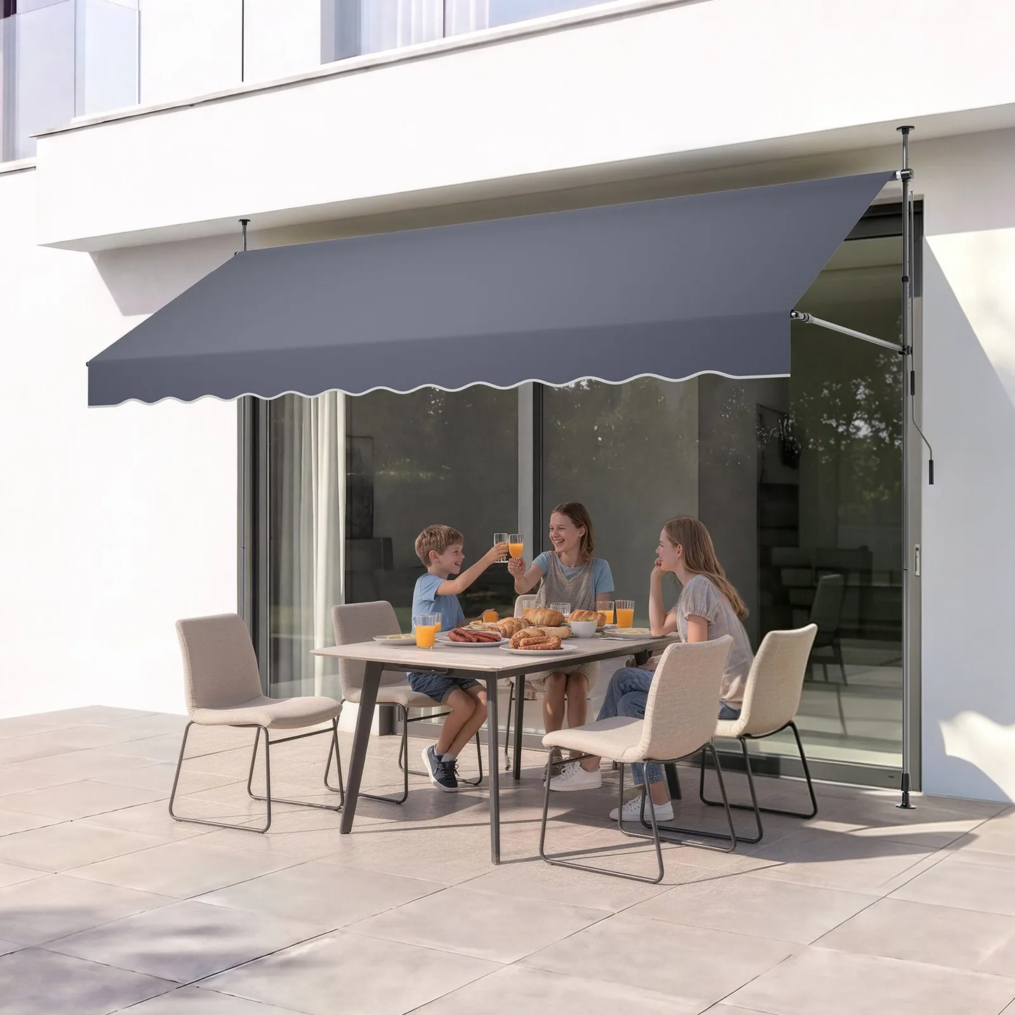 VEVOR Manual Retractable Awning, 138" Outdoor Retractable Patio Awning Sunshade Shelter,-$75
